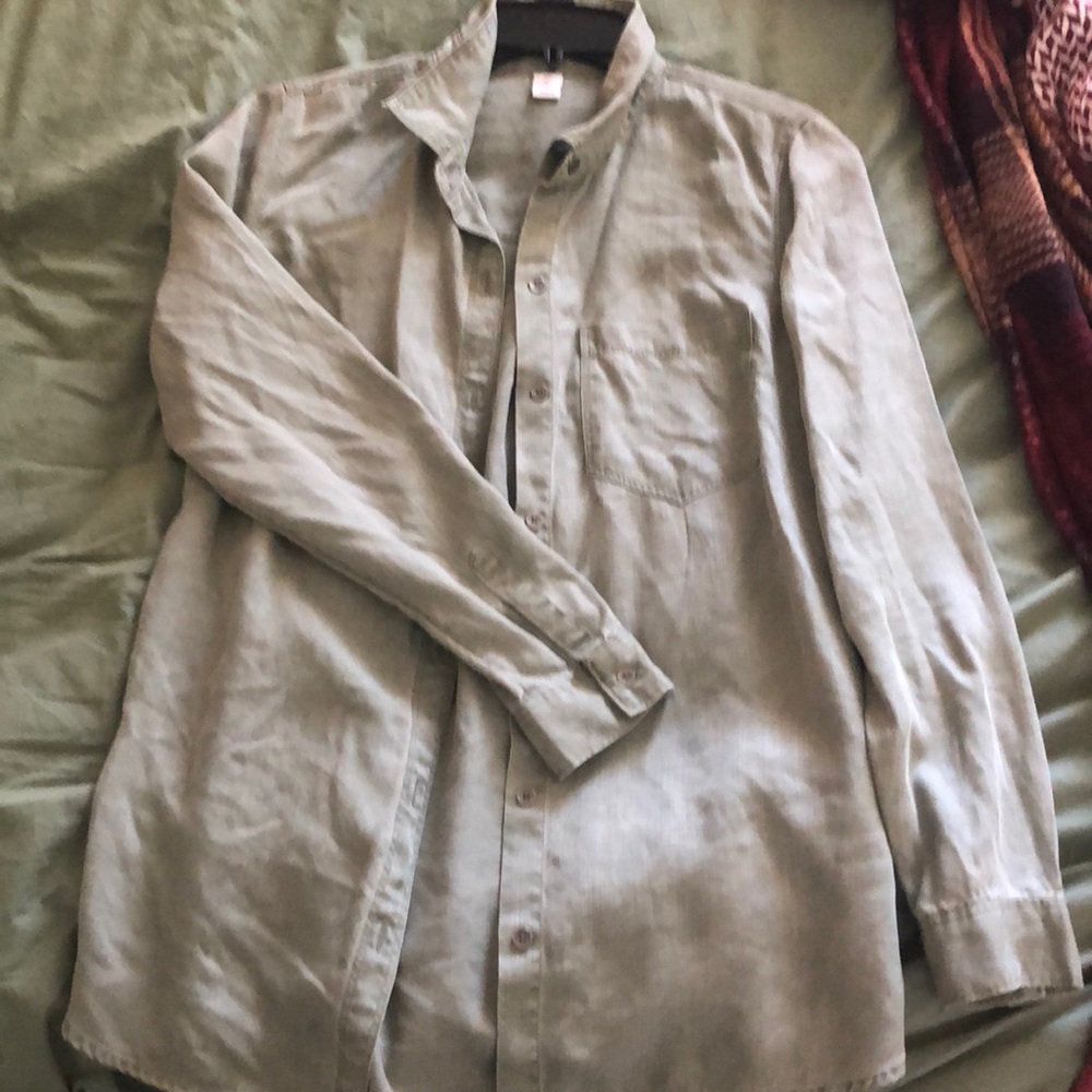 Button up army green blouse